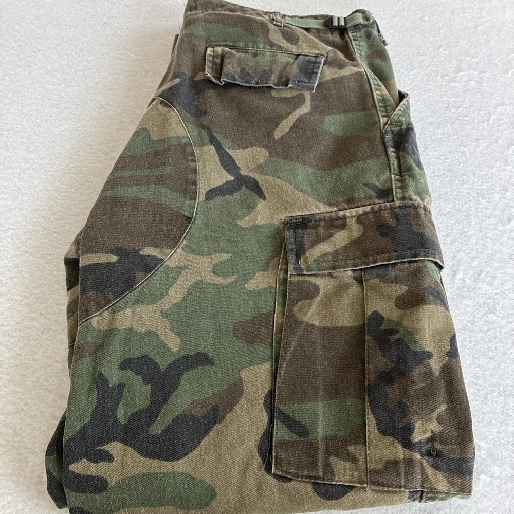 Vintage Military Pants Mens Medium Camo BDU Combat Woodland Trousers 90s
